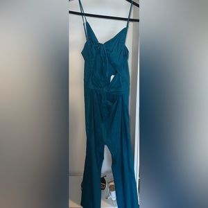 nordstrom jumpsuit - dark teal - bow - tie front - never worn - new with tags